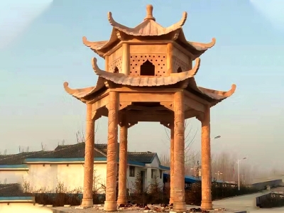 休息區(qū)雙層石涼亭
